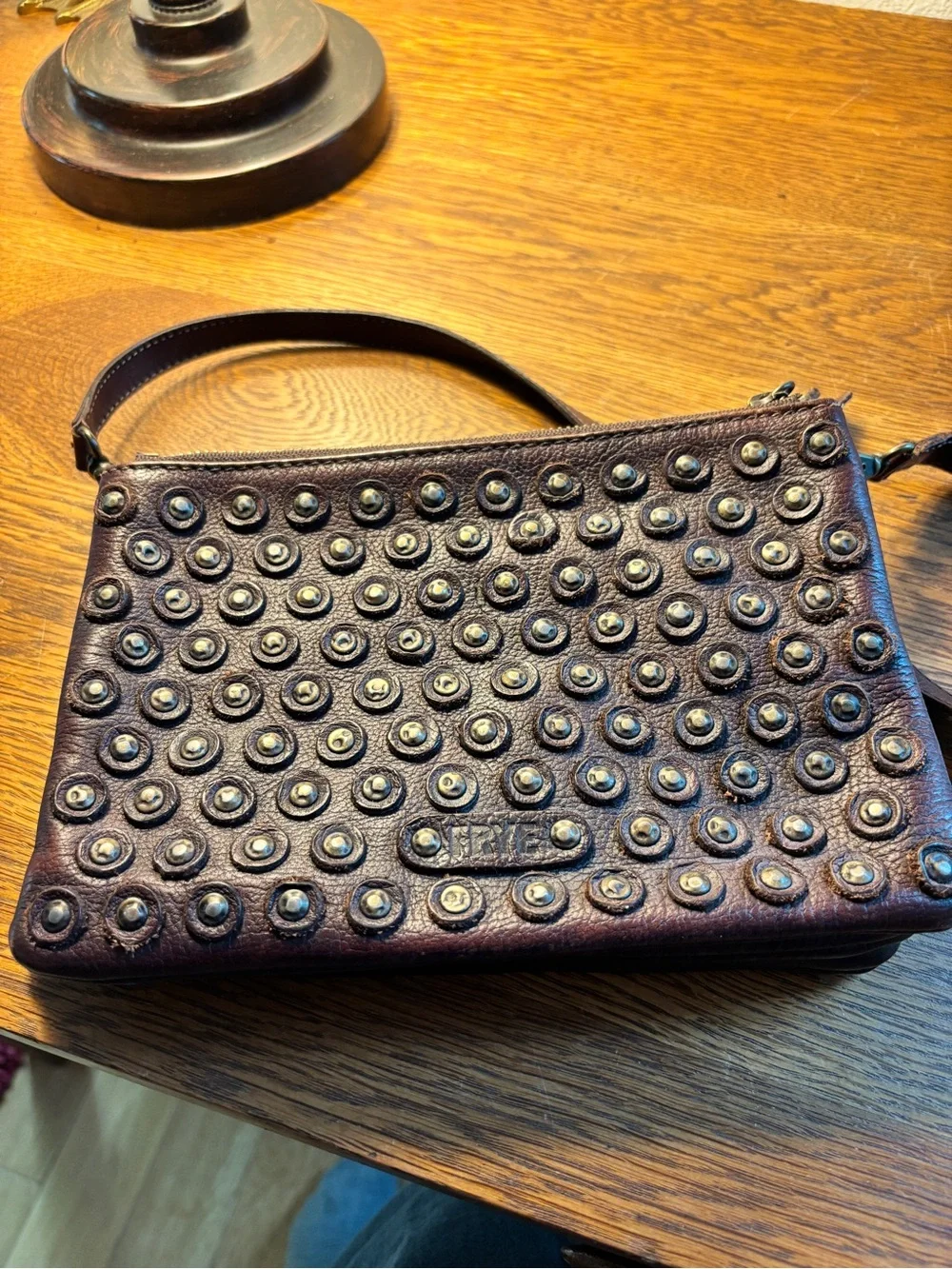 Frye Destroyed Jenna Studded Crossbody Bag